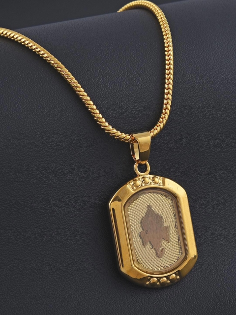 

Tistabene Men Gold-Plated Ganpati Pendant With Chain