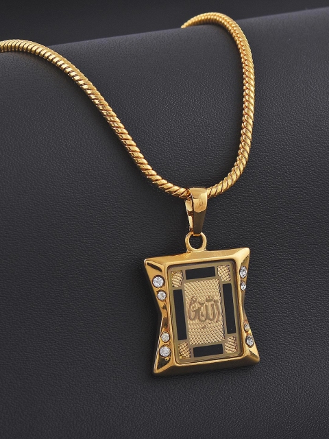 

Tistabene Gold-Plated White Stone-Studded God Symbol-Shaped Pendant With Chain