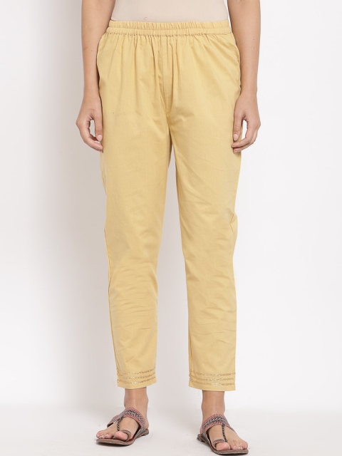 

Myshka Women Cream-Coloured Trousers
