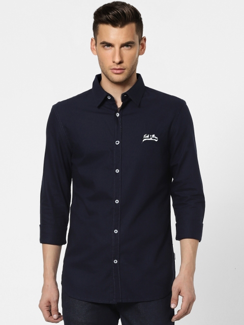 

Jack & Jones Men Navy Blue Solid Slim Fit Casual Shirt