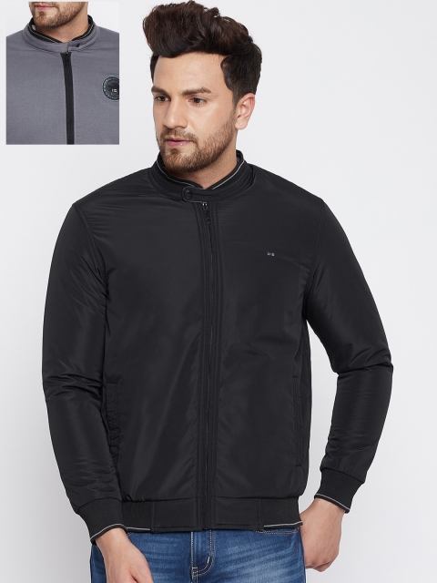 

Okane Men Black & Grey Reversible Bomber Jacket