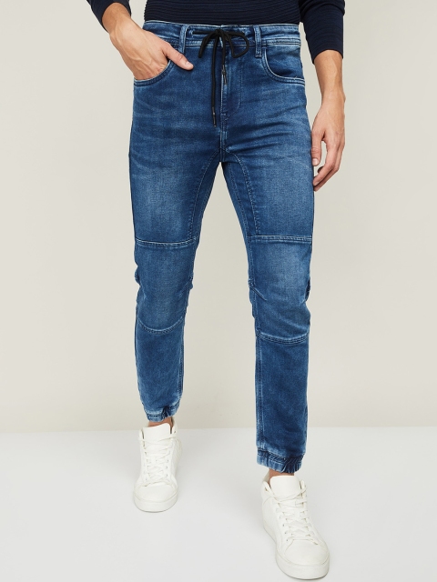 

Forca by Lifestyle Men Blue Solid Clean Look Mid Rise Light Fade Non Stretchable Jogger
