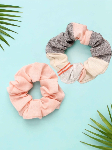 

Runway Ritual Women Pink & Grey Set of 2 Ponytail Holders