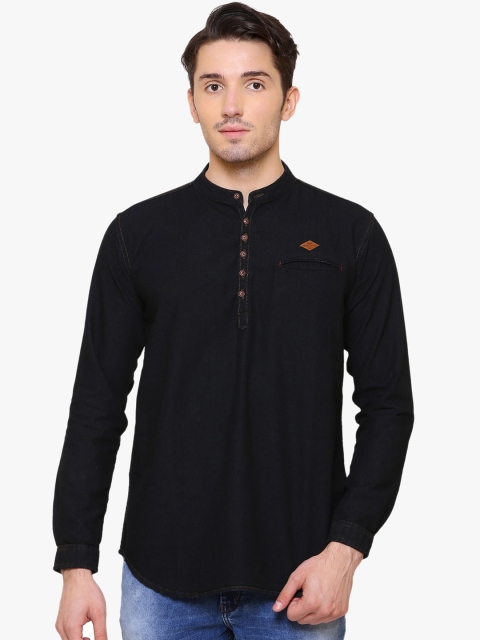 

Kuons Avenue Men Black Solid Thread Work Kurta
