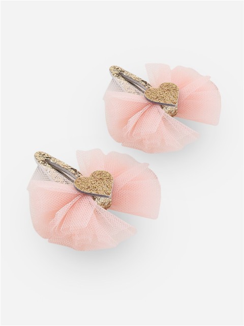 

Toniq Kids Girls Set of 2 Pink & Gold Glitter Heart Embellished Tic Tac Hair Clip