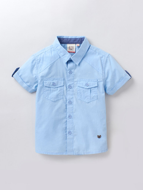 

Ed-a-Mamma Boys Blue Solid Premium Casual Shirt