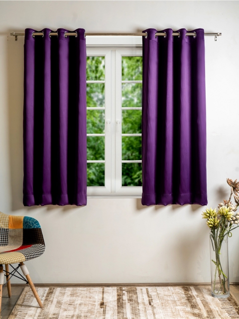 

SHIVANAA HOMES Set Of 2 Purple Black Out Window Curtain