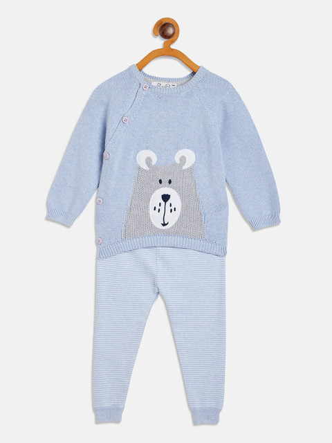 

JWAAQ Kids Blue & Grey Pure Wool Top with Leggings