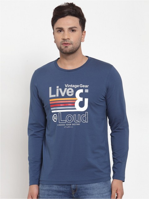 

CONFIDENCE Men Blue & Multicoloured Typography Printed Round Neck T-shirt