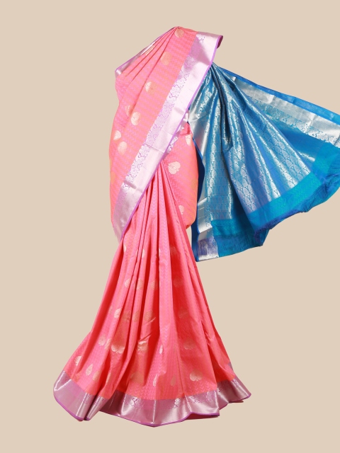 

Pothys Pink & Blue Floral Zari Saree