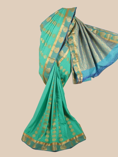 

Pothys Green & Gold-Toned Ethnic Motifs Zari Saree