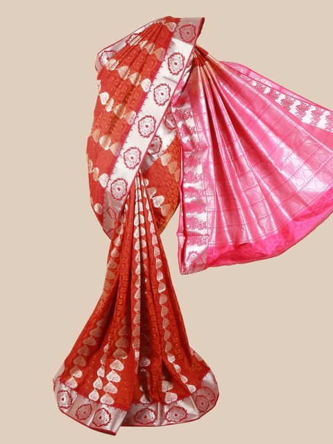 

Pothys Rust & Pink Ethnic Motifs Zari Saree