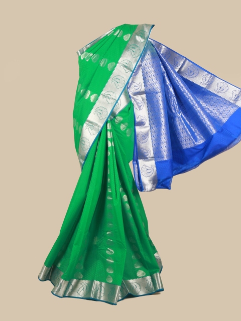 

Pothys Green & Blue Floral Zari Saree