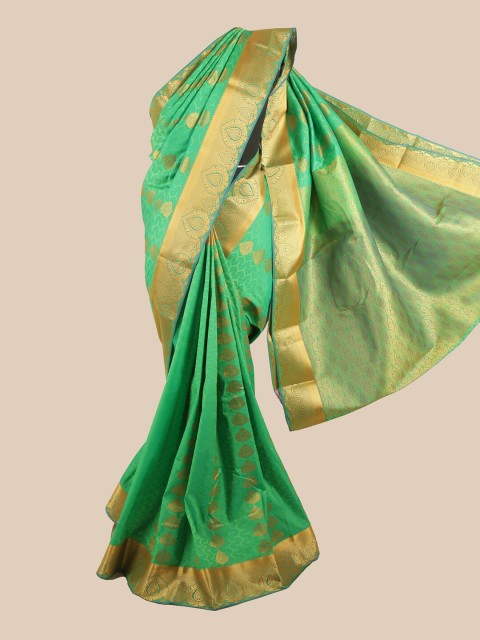 

Pothys Green & Gold-Toned Floral Zari Saree