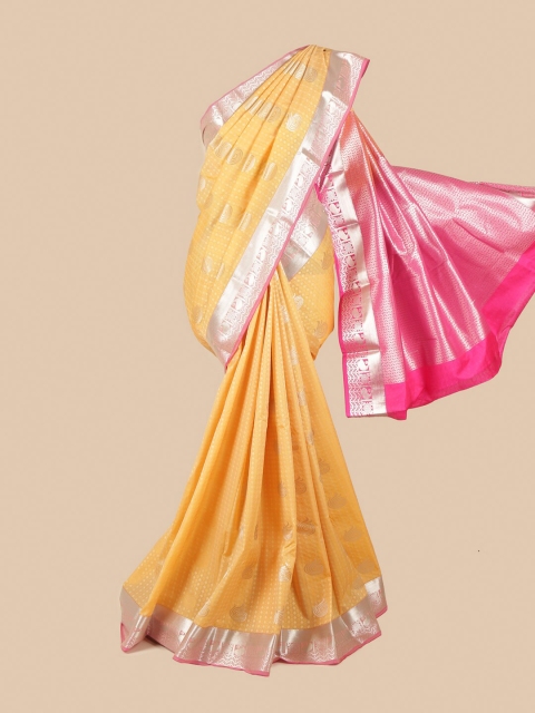 

Pothys Gold-Toned & Pink Ethnic Motifs Zari Saree