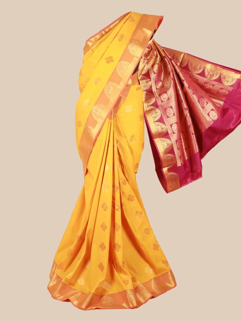 

Pothys Yellow & Gold-Toned Woven Design Zari Saree