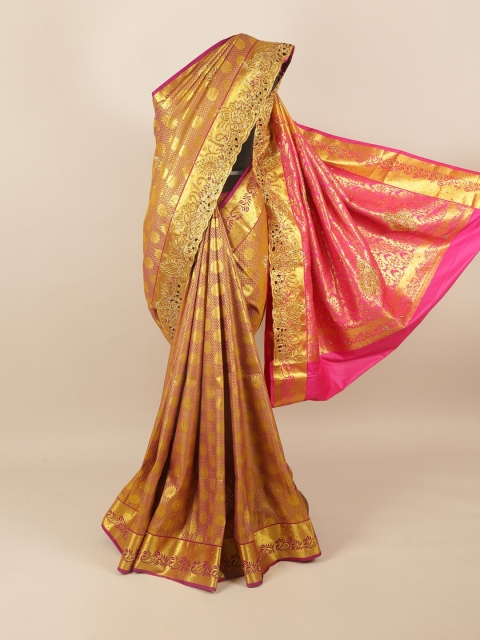 

Pothys Rust & Pink Art Silk Ethnic Motifs Woven Designed & Embellished Saree