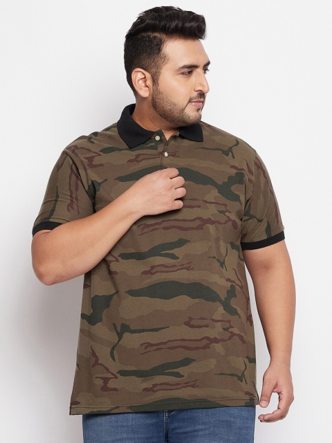 

bigbanana Men Green & Maroon Camouflage Printed Bio Finish T-shirt