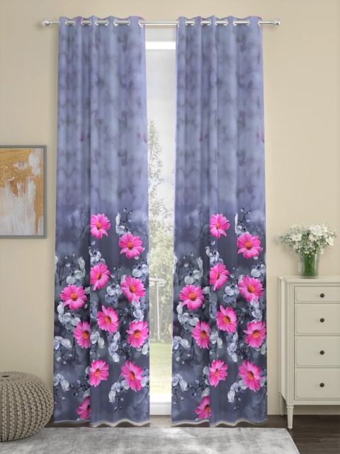 

URBAN SPACE Set Of 2 Lavender & Pink Floral Door Curtain