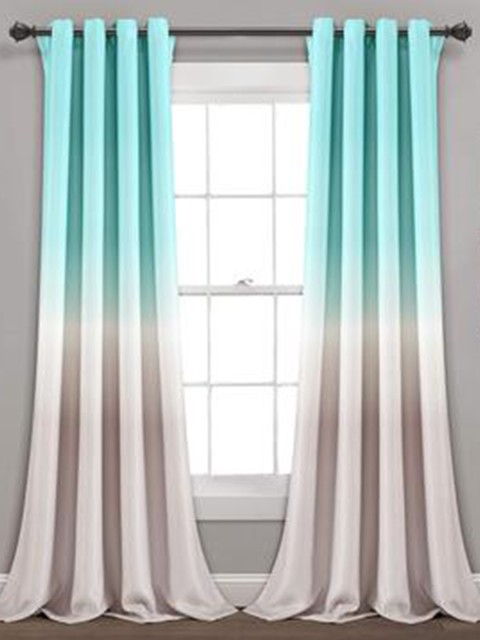 

URBAN SPACE Set Of 2 Blue & Grey Door Curtain