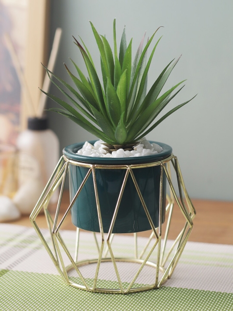 

House Of Accessories Green & Black Solid Artificial Plant With Pot