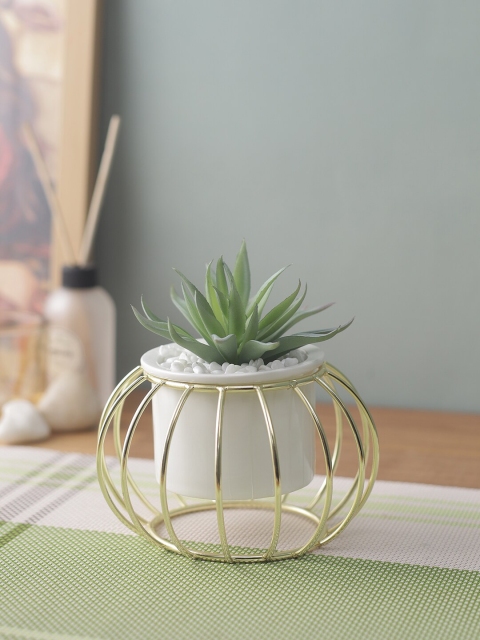 

House Of Accessories White & Green Solid Artificial Plant With Pot