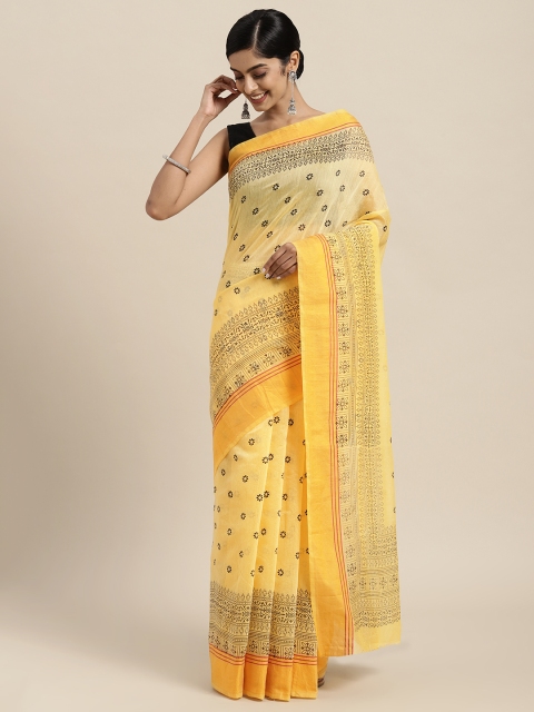 

Rajesh Silk Mills Yellow Floral Pure Cotton Saree