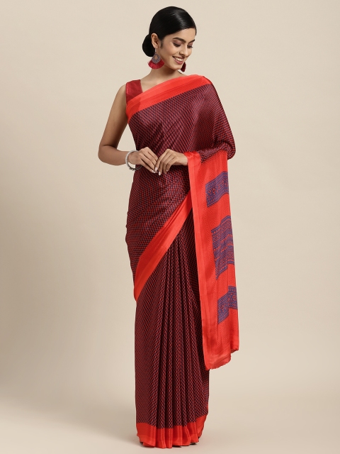 

Rajesh Silk Mills Red & Black Ethnic Motifs Saree