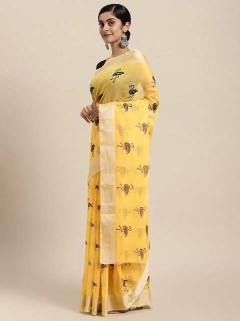 

Rajesh Silk Mills Yellow Ethnic Motifs Pure Cotton Saree