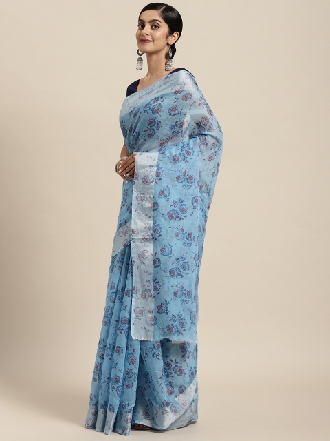 

Rajesh Silk Mills Blue Floral Pure Cotton Saree