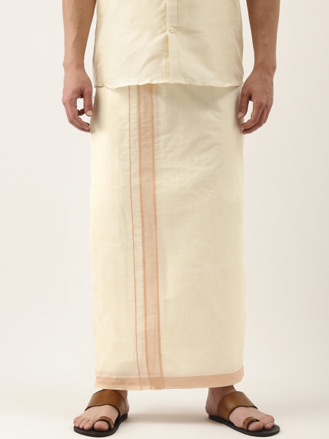 

Thangamagan Men Off White Cotton Fancy Border Dhoti