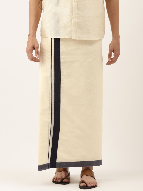 

Thangamagan Men Off-White Cotton Fancy Border Dhoti