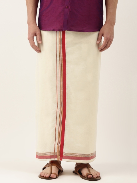 

Thangamagan Men Off White Cotton Fancy Border Dhoti