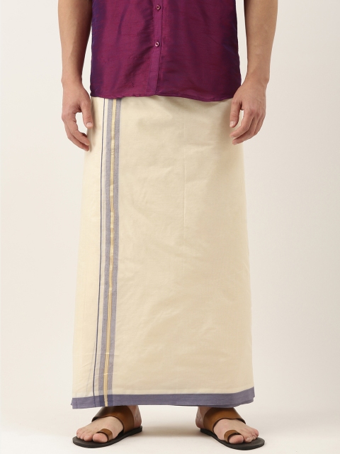 

Thangamagan Men Off-White Cotton Fancy Border Dhoti