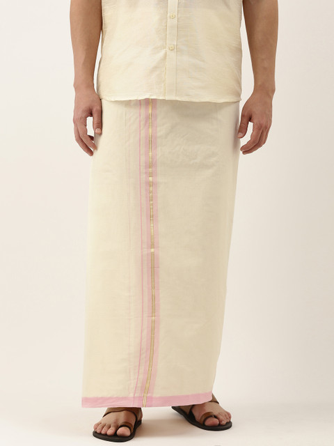 

Thangamagan Men Off White Cotton Fancy Border Dhoti