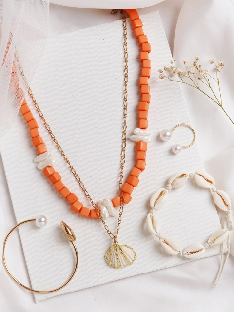 

JOKER & WITCH Orange & White Mandrem Jewellery Set, Gold