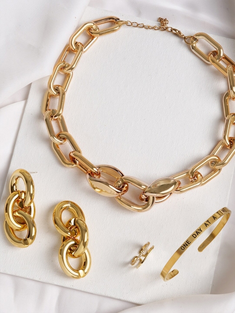 

JOKER & WITCH Gold-Toned & White Stone-Studded Paramour Jewellery Set