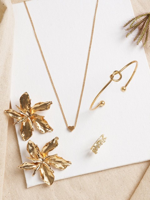 

JOKER & WITCH Gold-Toned & White Stone-Studded Ochre Jewellery Set