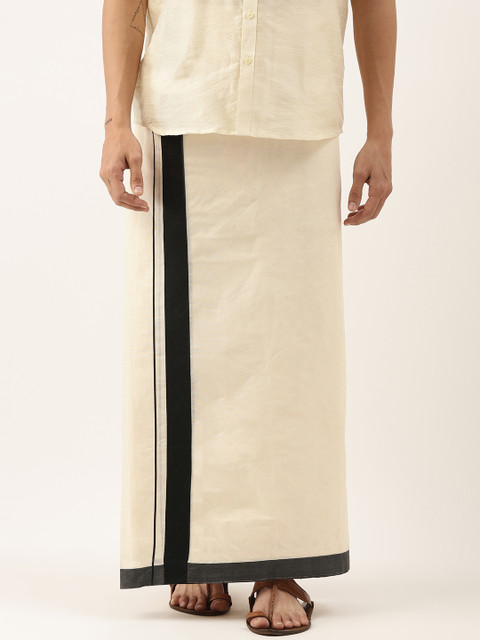 

Thangamagan Men Off-White Solid Pure Cotton Dhoti