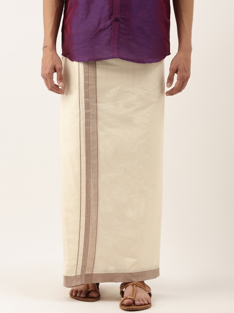 

Thangamagan Men Off White Cotton Fancy Border Dhoti