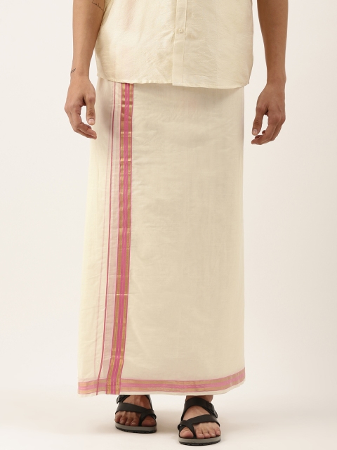 

Thangamagan Men Off-White Solid Pure Cotton Dhoti