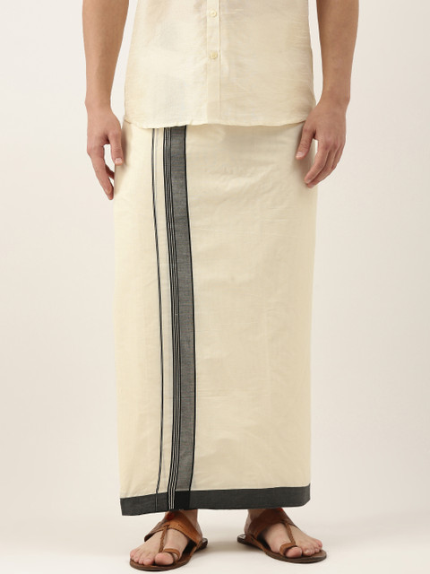 

Thangamagan Men Off-White Cotton Fancy Border Dhoti