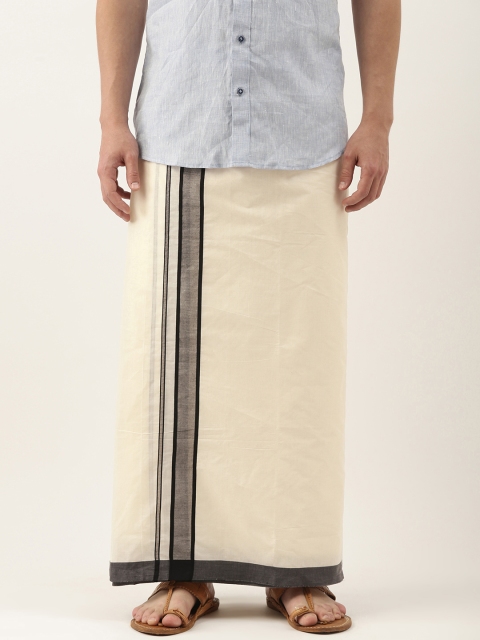 

Thangamagan Men Off-White Solid Pure Cotton Dhoti
