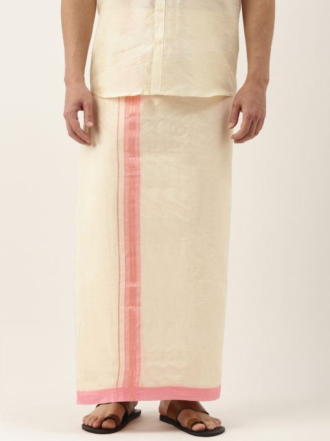

Thangamagan Men Off-White Solid Pure Cotton Dhoti