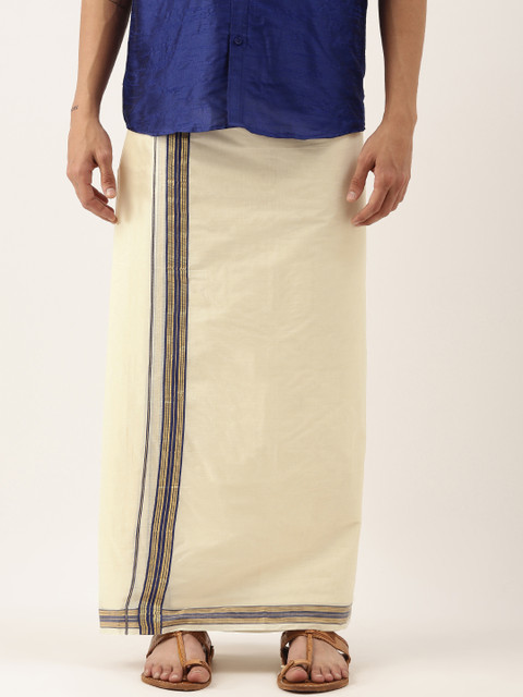 

Thangamagan Men Off-White Cotton Fancy Border Dhoti