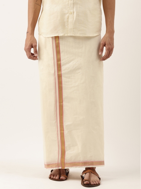 

Thangamagan Men Off-White Solid Pure Cotton Dhoti