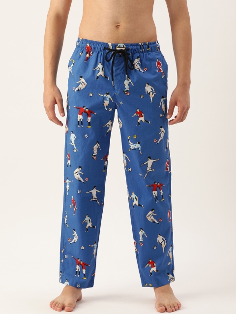

Bene Kleed Men Blue Printed Lounge Pants With N9 Silver Anti Bacterial Finish