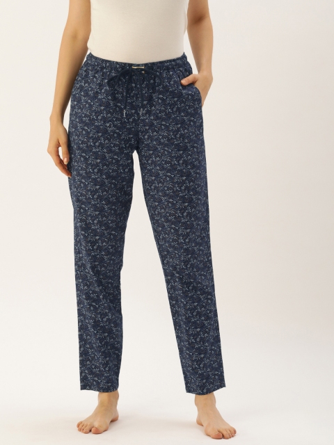 

Bene Kleed Women Navy Blue Printed Cotton Lounge Pant With N9 Silver Anti-Bacterial Finish