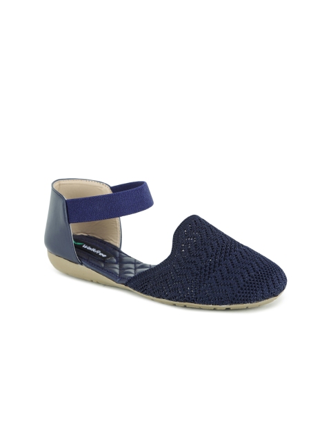 

Walkfree Women Navy Blue Woven Design Mules Flats