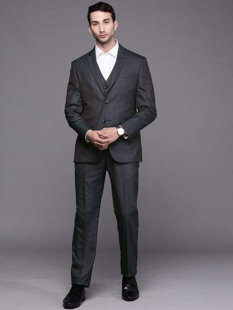 

Louis Philippe Men Charcoal Grey Solid Slim-Fit Single-Breasted Three-Piece Formal Suit